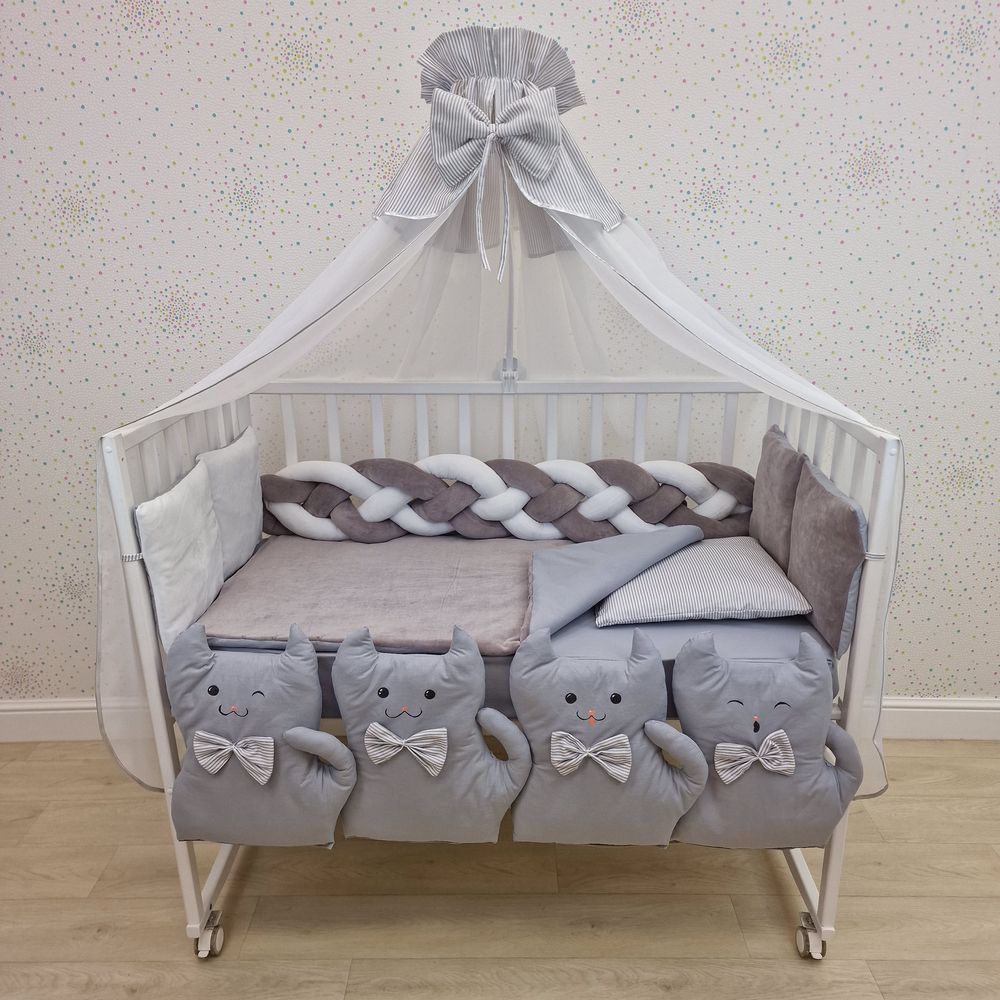 КПБ 17 пр (балдахин + борт + пододеяльник + одеяло + наволочка + подушка + простынь (плюш/бязь) артикул анонс 1180-0-1