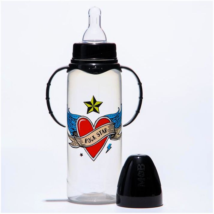 Картинка Бутылочка для кормления Rock Star, 250 мл цилиндр, с ручками (№5399483) от магазина Мир детей Товары для Новорожденных