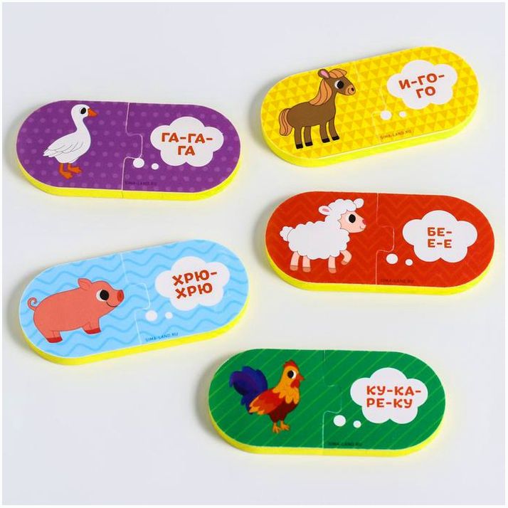 Картинка Макси - пазлы для игры в ванне парные «Кто как говорит?», 5 пазлов, 10 мягких деталей (№5302604) от магазина Мир детей Товары для Новорожденных