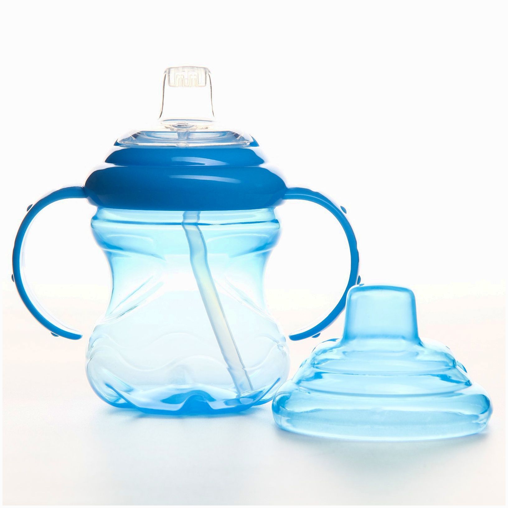 Поильник детский с силиконовым носиком, с ручками, 240 мл., цвет голубой артикул анонс 2936644