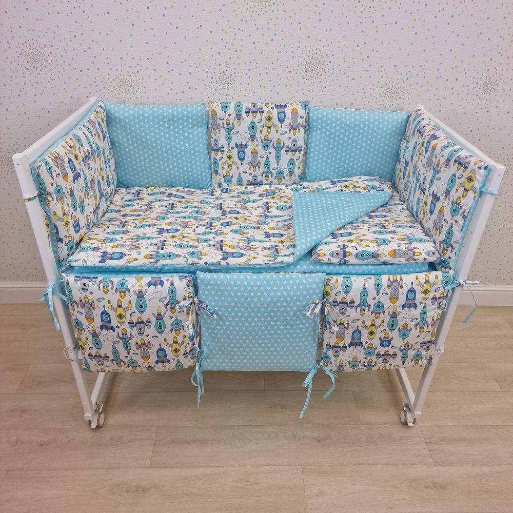 № 1146-0-1бб КПБ 13 пр (борт + пододеяльник + одеяло + наволочка + подушка + простынь (бязь) 6кв+2пр