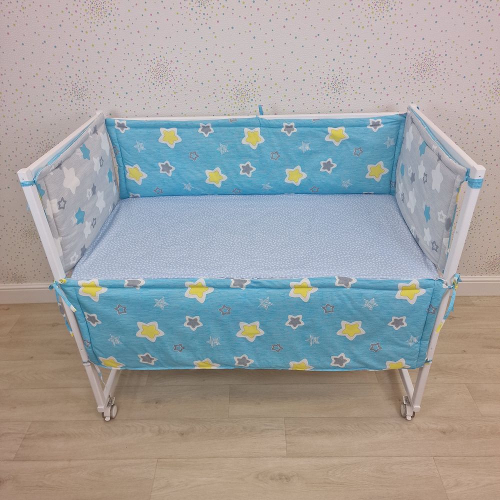 Бортик из 4 (2дл+2пр) подушек по всему периметру кроватки (бязь + синтепон) артикул анонс 982_05