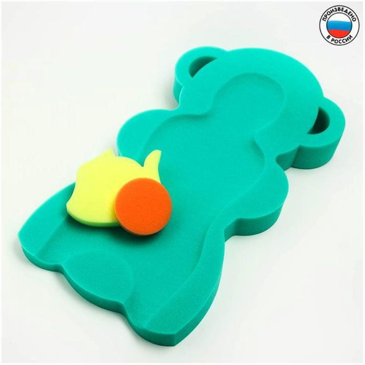 Подкладка для купания макси «Мишка», цвет зеленый, 55х30х6см артикул анонс 4569678