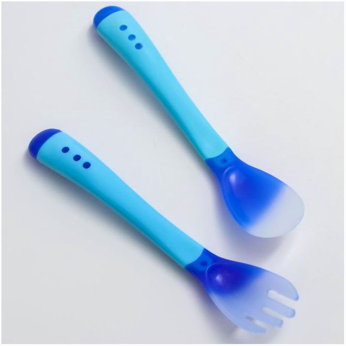 № 3805556 Набор приборов для кормления: термовилка и термоложка, 2 шт., цвет голубой