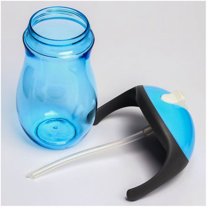 Картинка Поильник детский с трубочкой, 330 мл., с ручками, цвета МИКС (№2825366) от магазина Мир детей Товары для Новорожденных