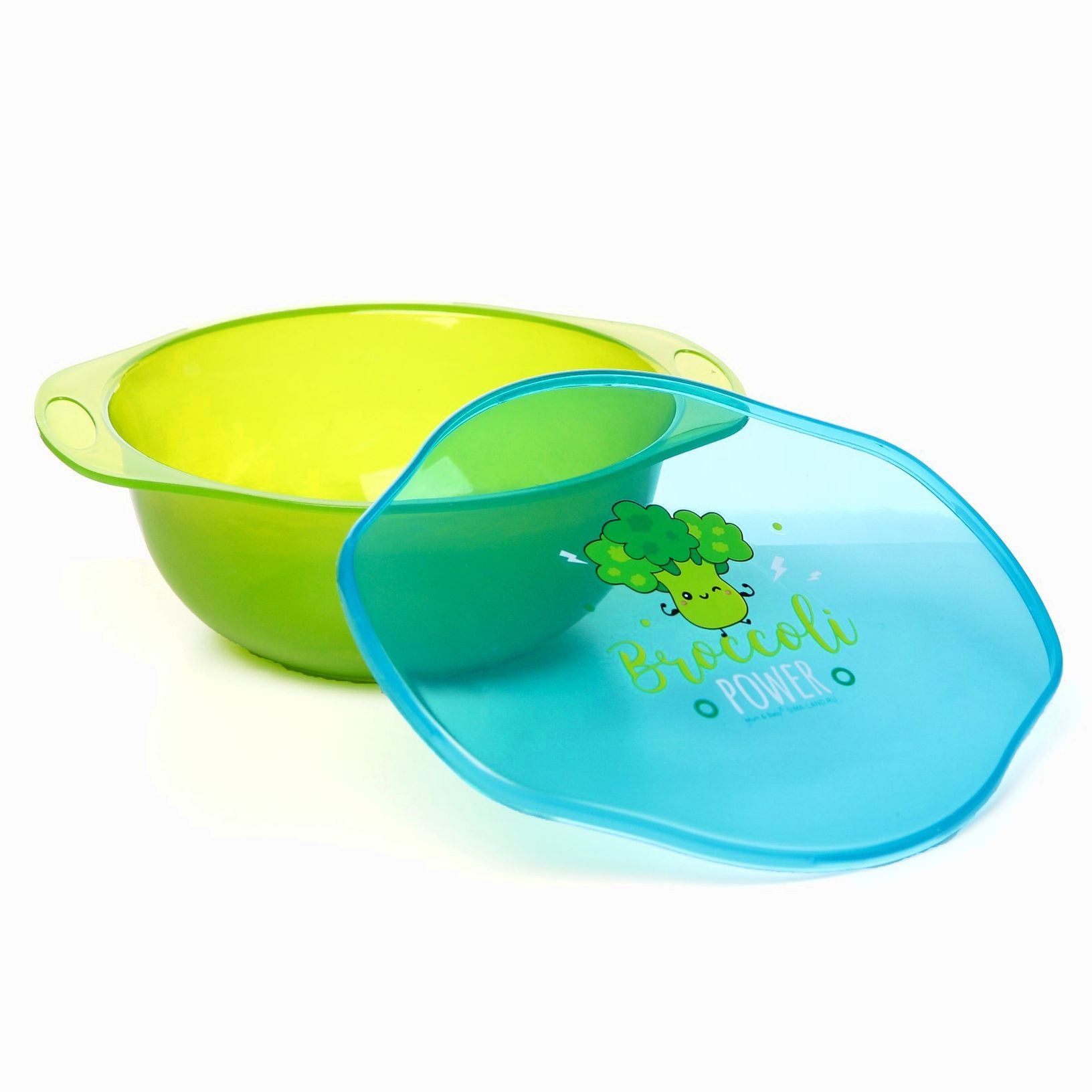 № 7446639 Тарелка для кормления Broccoli Power, c крышкой, цвет зеленый