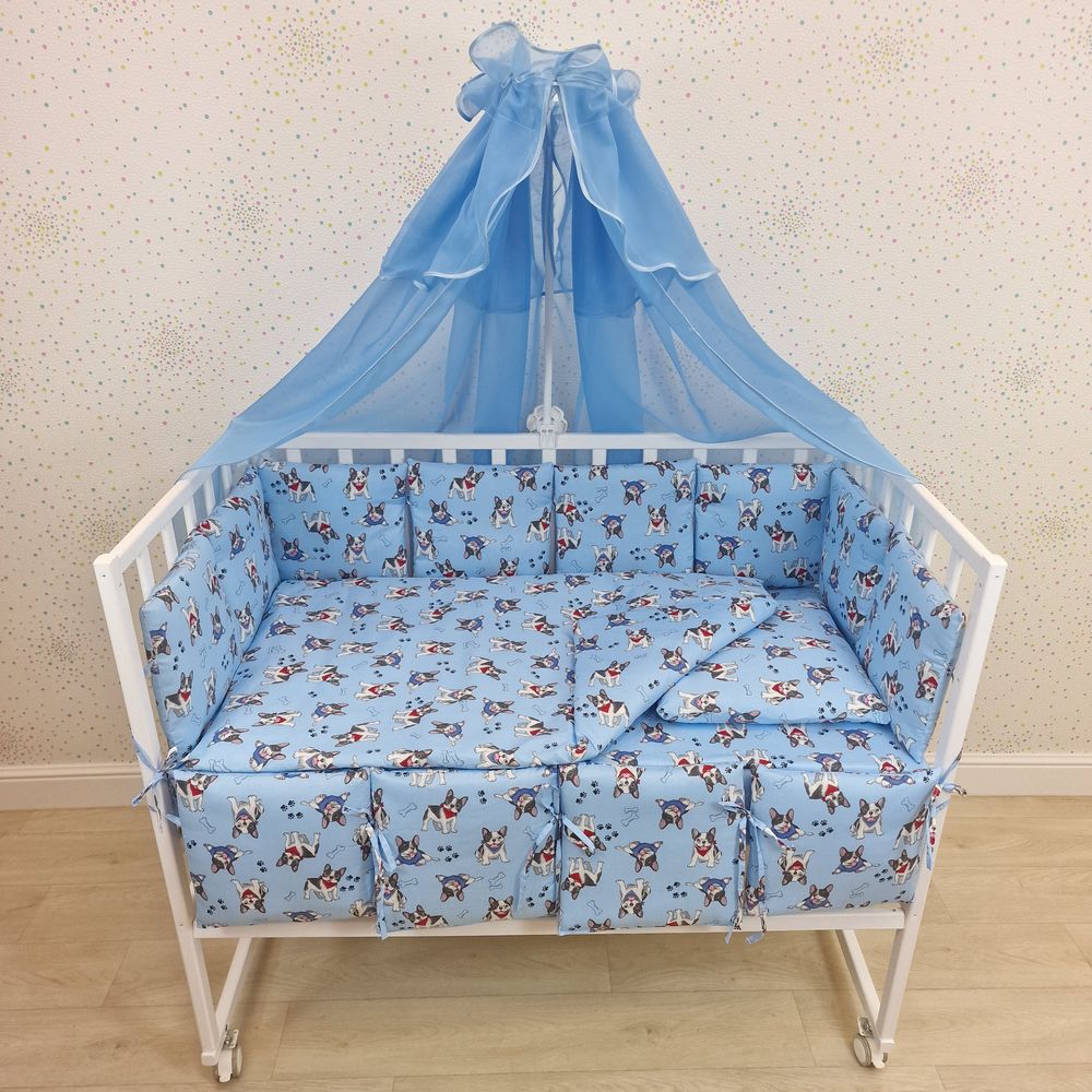 КПБ 18 пр (балдахин + борт + пододеяльник + одеяло + наволочка + подушка + простынь (бязь) 12кв артикул анонс 1144-0-1