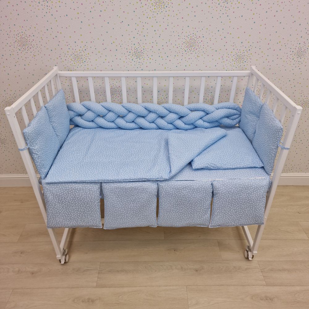 КПБ 14 пр (борт + пододеяльник + одеяло + наволочка + подушка + простынь (бязь) коса артикул анонс 1157-0-1бб_07