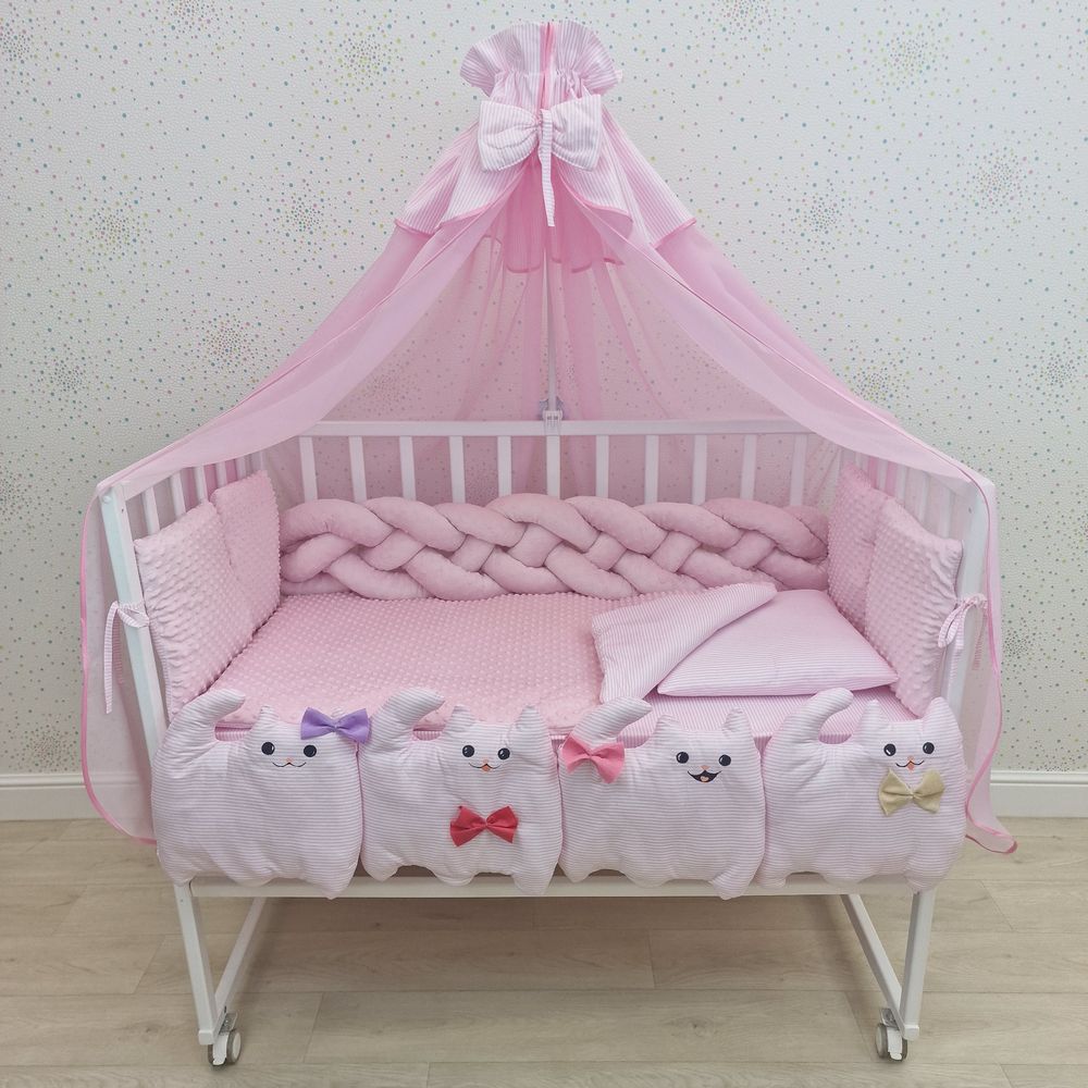 КПБ 17 пр (балдахин + борт + пододеяльник + одеяло + наволочка + подушка + простынь (плюш/бязь) артикул анонс 1181-0-1