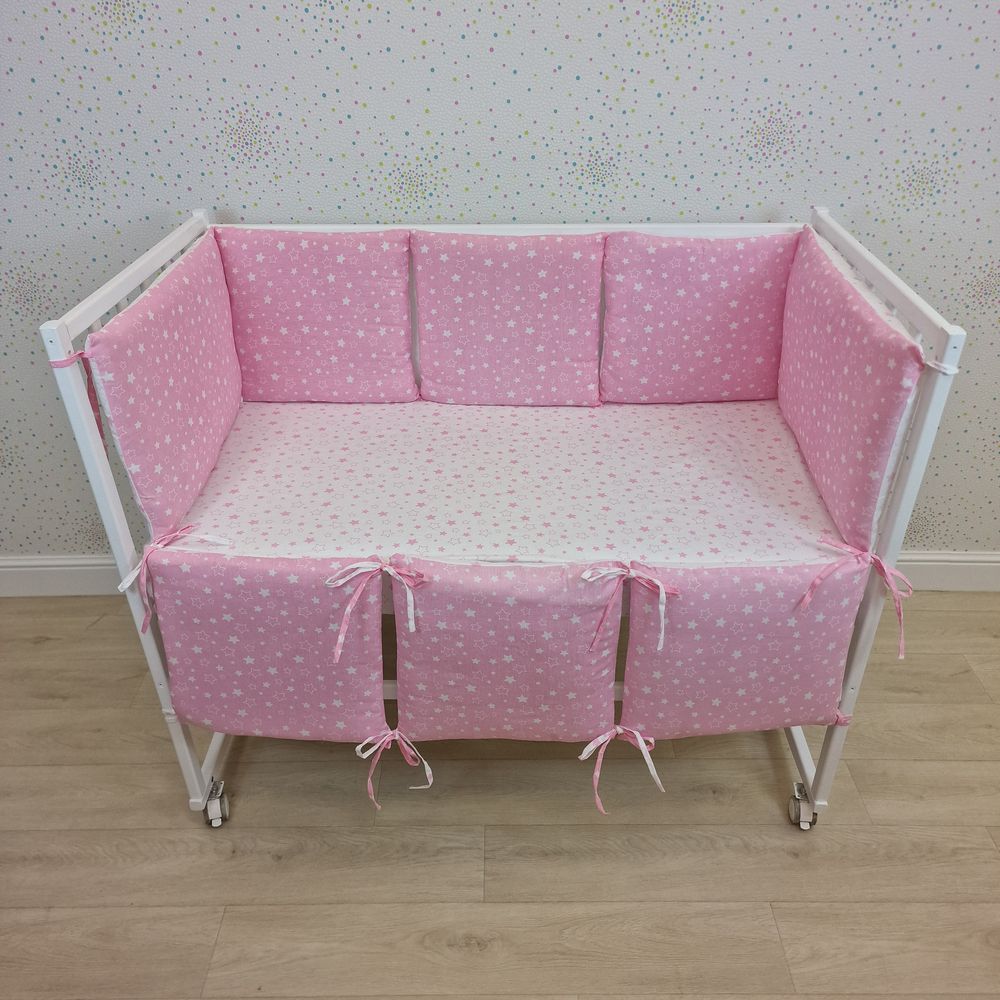 Бортик из 8 (6кв+2пр) подушек по всему периметру кроватки (бязь + синтепон) артикул анонс 949_28