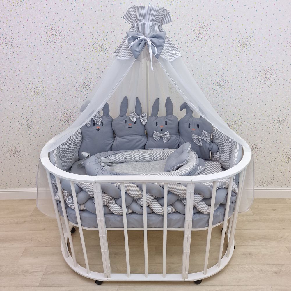 КПБ 17 пр (балдахин + борт + пододеяльник + одеяло + наволочка + 2подушки + простынь + гнездо (бязь) артикул анонс 1170-0-1