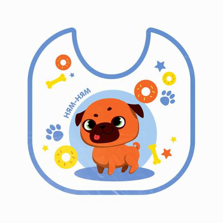 Нагрудник для кормления «ТРЕНД. Мопс» непромокаемый на завязках артикул анонс 5035217