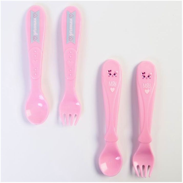 Набор для кормления: ложка и вилка «Для Малышки», цвет МИКС 5 мес+ артикул анонс 4822599