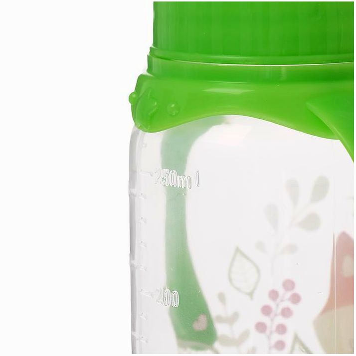 Картинка Бутылочка «Лисичка Соня», классическое горло, с ручками, 250 мл., от 0 мес., цвет зелёный (№2969825) от магазина Мир детей Товары для Новорожденных