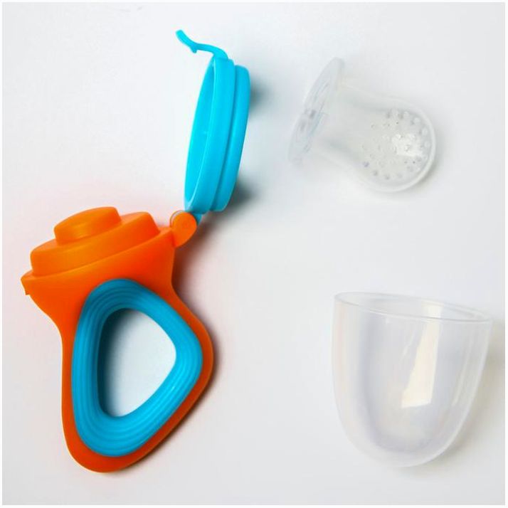 Картинка Ниблер для прикорма, с силиконовой сеточкой, цвет оранжевый/голубой (№2825286) от магазина Мир детей Товары для Новорожденных