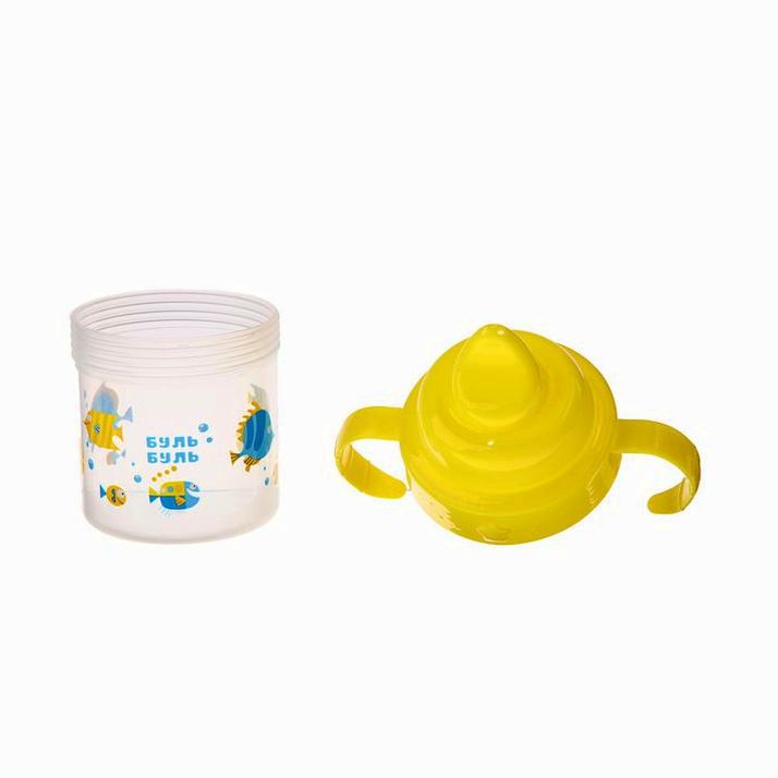 Картинка Поильник детский с твёрдым носиком «Буль-буль», с ручками, 150 мл, цвет желтый/оранжевый (№3725833) от магазина Мир детей Товары для Новорожденных