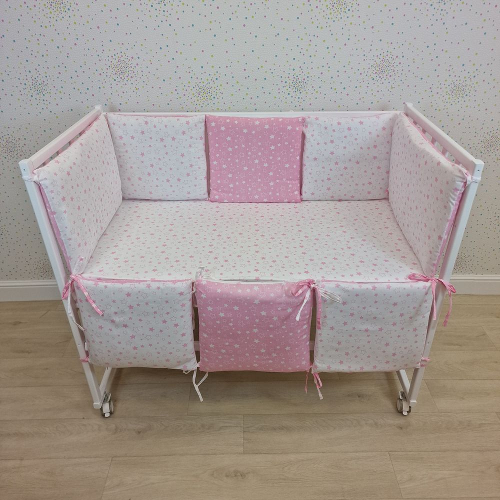 Бортик из 8 (6кв+2пр) подушек по всему периметру кроватки (бязь + синтепон) артикул анонс 949_27