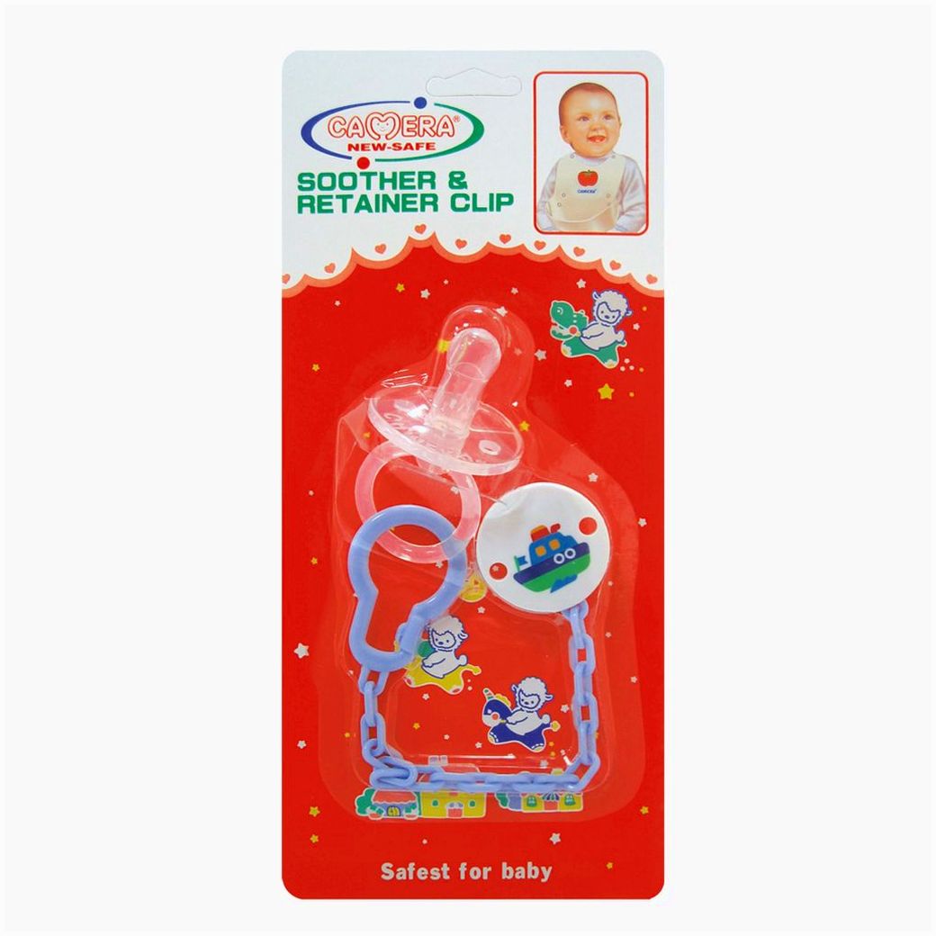 Пустышка с держателем на цепочке с прищепкой (0-3 мес., полностью силикон, круглая) артикул анонс 50254К