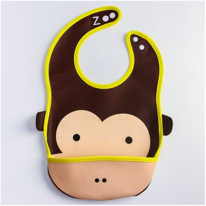 Картинка Нагрудник «Обезьянка» из клеёнки, с отворачивающимся карманом, на регулируемых кнопках (№1026890) от магазина Мир детей Товары для Новорожденных