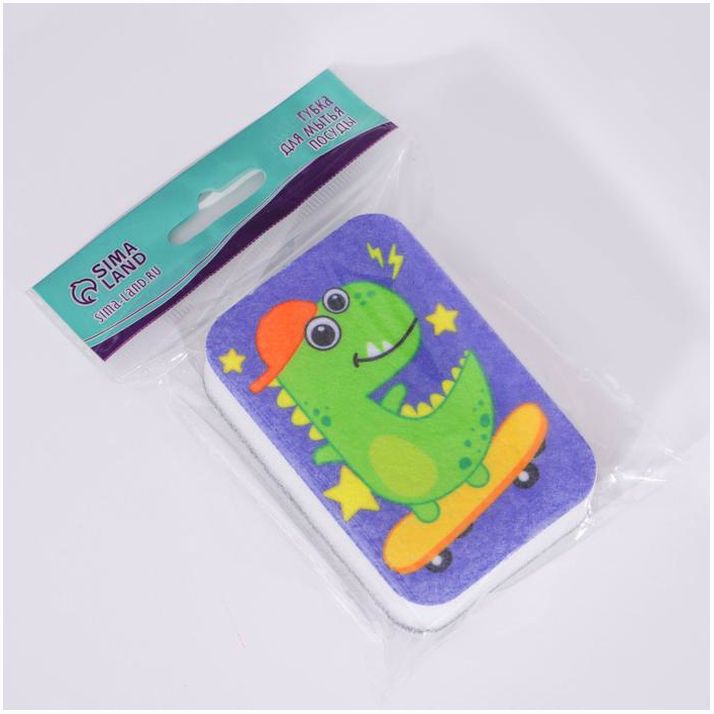 Картинка Губка поролоновая «Дино» 9х6 см (№7621125) от магазина Мир детей Товары для Новорожденных