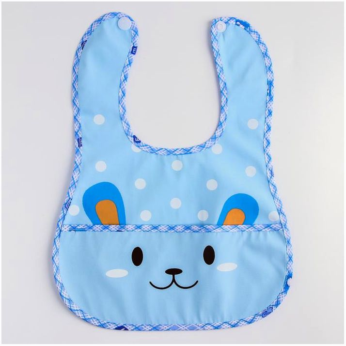 № 2849367 Нагрудник для кормления непромокаемый на кнопке, с карманом, МИКС