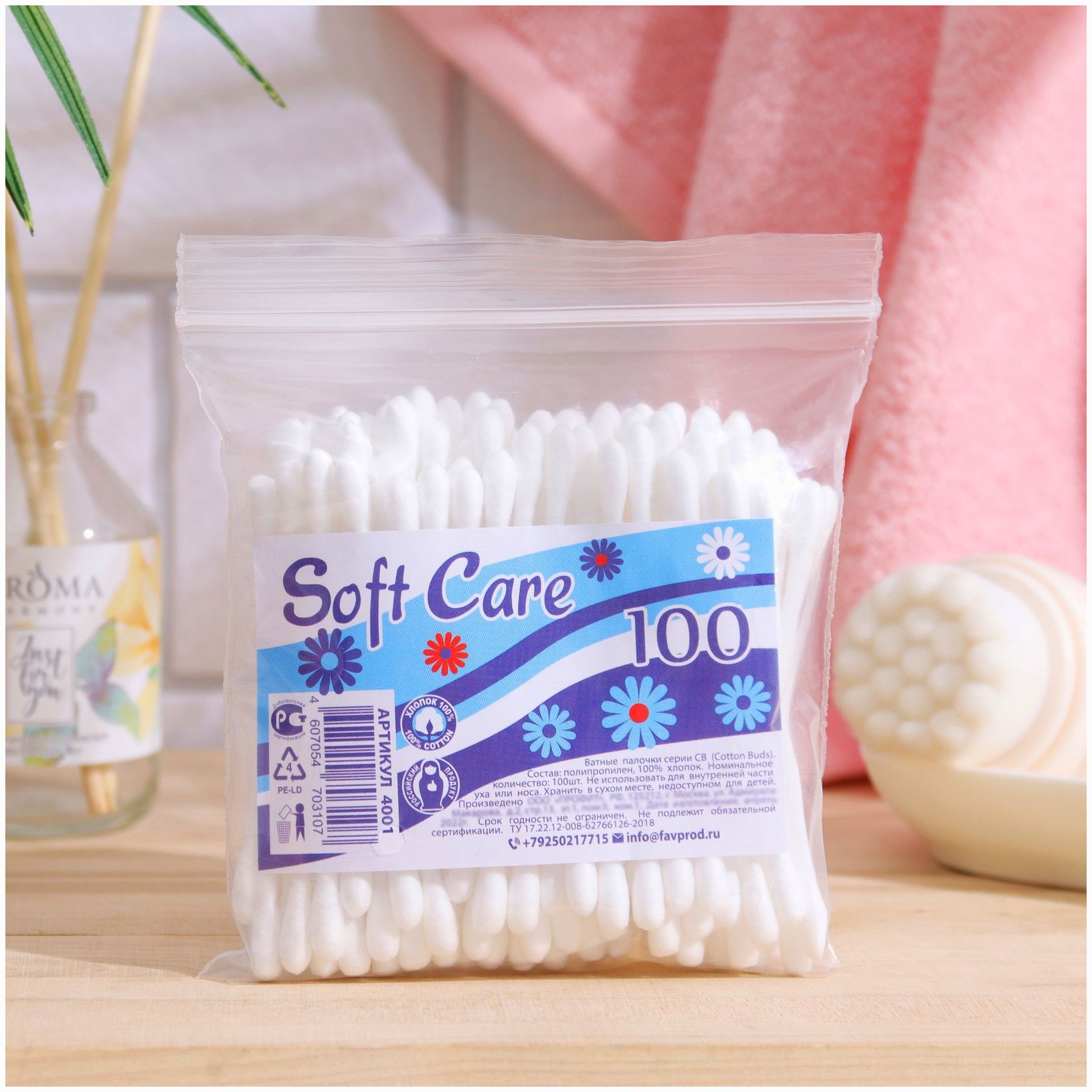 Ватные палочки Soft Care, 100 шт. артикул анонс 2323353