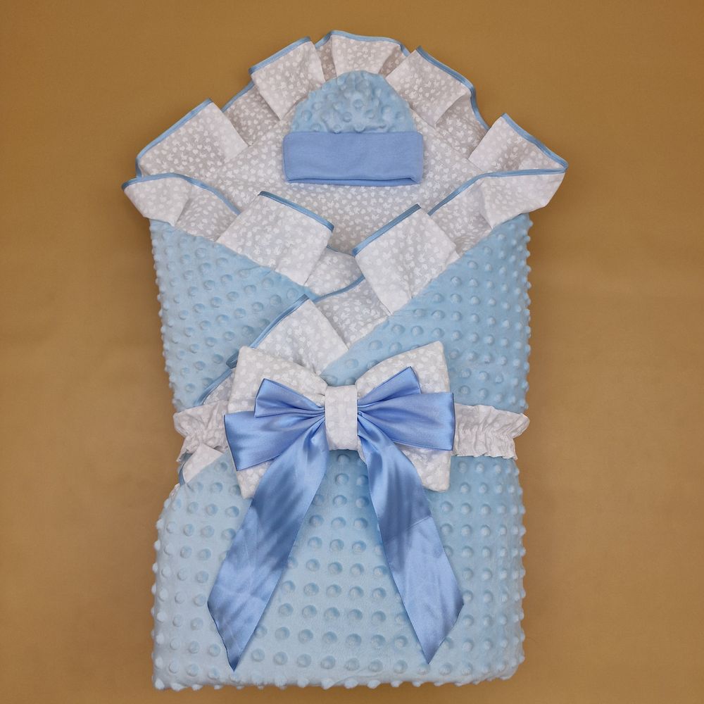 Комплект на выписку 3 пр: одеяло+шапочка+бант (двухсторонний) артикул анонс 1877в-1-2_у_13