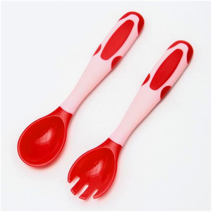 Картинка Набор приборов для кормления термовилка и термоложка, 2 шт, цвет красный/розовый (№4800406) от магазина Мир детей Товары для Новорожденных