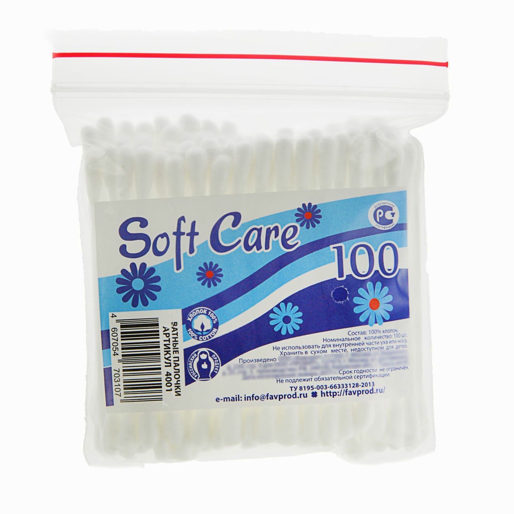 Картинка Ватные палочки Soft Care, 100 шт. (№2323353) от магазина Мир детей Товары для Новорожденных
