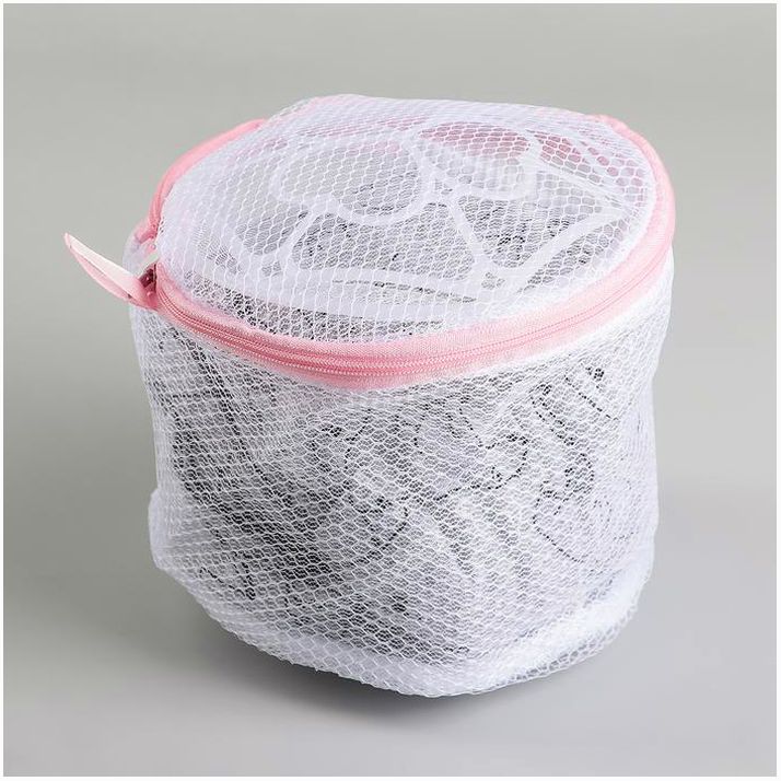 Мешок для стирки белья с диском Доляна, 15?15 см, мелкая сетка, цвет белый артикул анонс 2364673