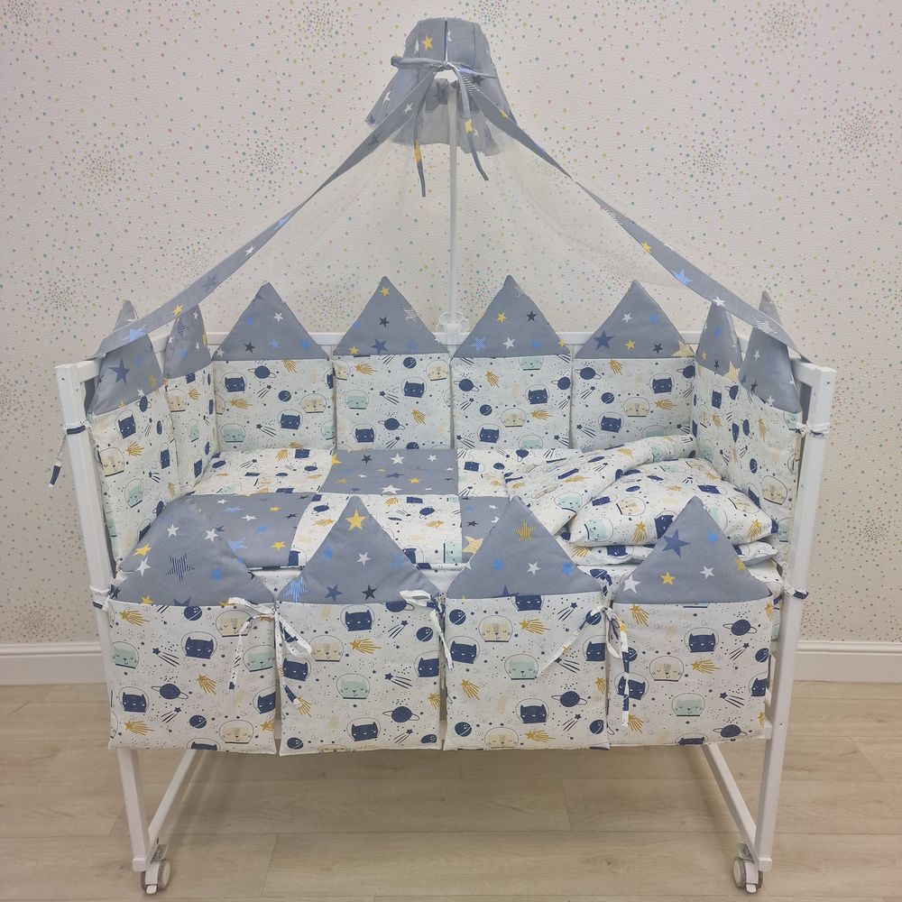 № 1127-2-1 КПБ 18 пр (балдахин + борт + пододеяльник + одеяло + наволочка + подушка + простынь (бязь) 