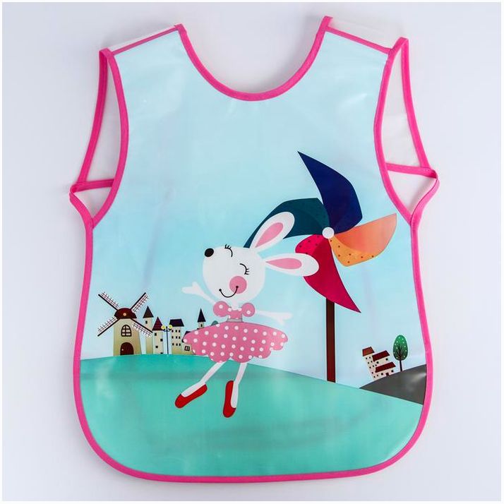 № 1890565 Нагрудник-фартук для кормления непромокаемый на завязках, для девочки, с карманом, МИКС