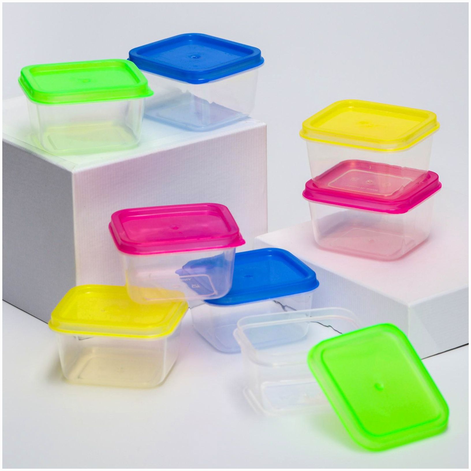 Набор контейнеров пищевых с крышками, для хранения детского питания, 8 шт., цвета МИКС артикул анонс 1886889