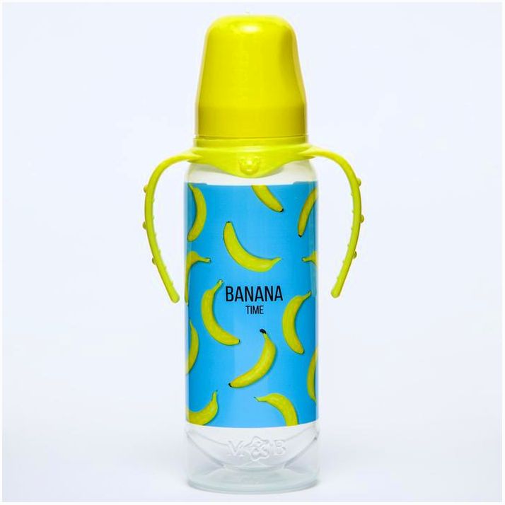 № 5399880 Бутылочка для кормления «Бананы», классическое горло, от0 мес, 250 мл., цилиндр, с ручками