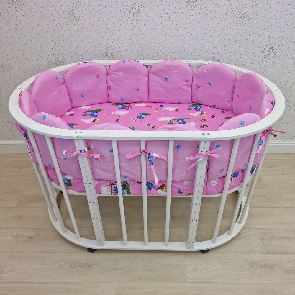 Бортик из 12 подушек Полукруг по всему периметру кроватки (бязь + синтепон) артикул анонс 974_03