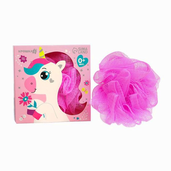 Мочалка детская для купания с петелькой «Единорог» артикул анонс 7101797
