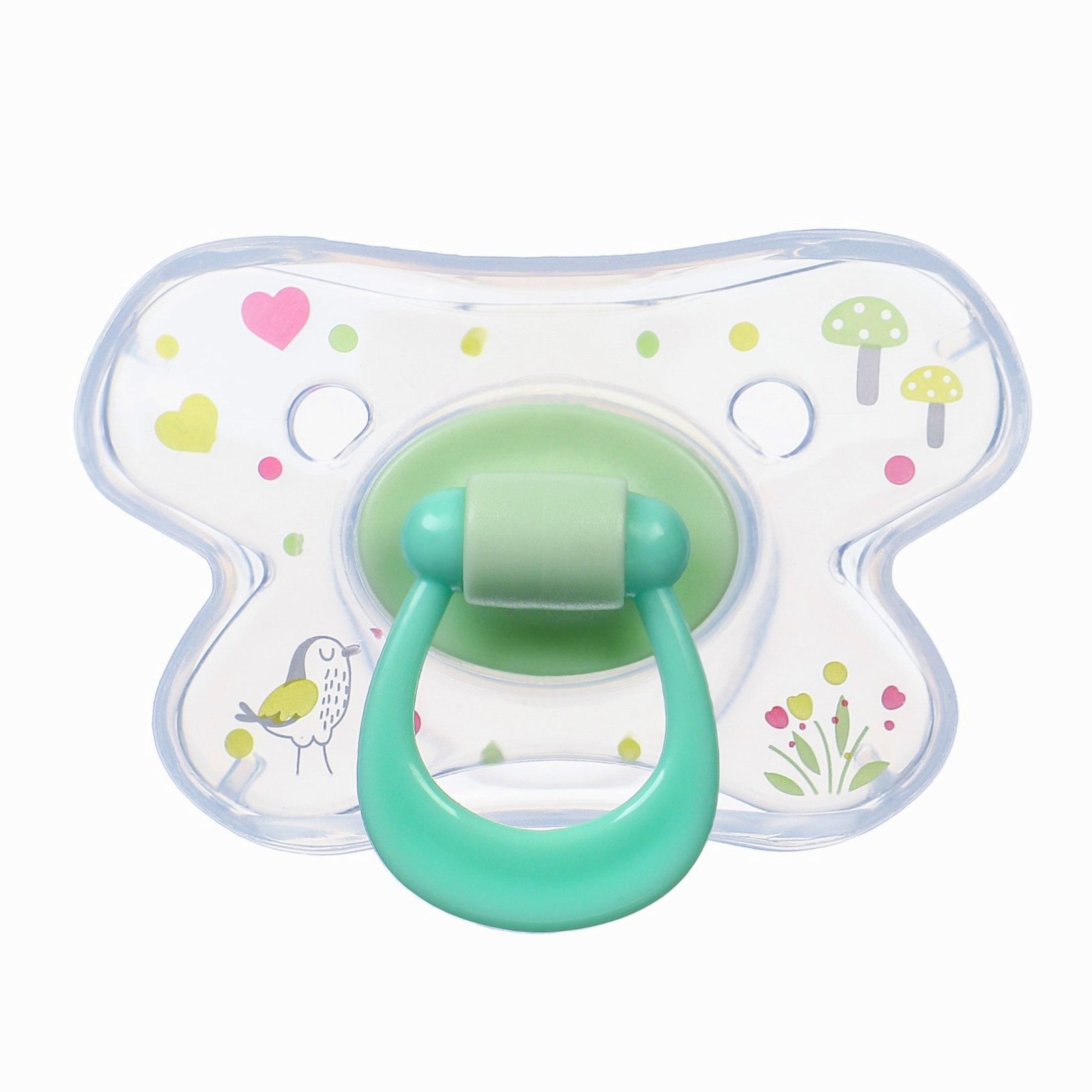 № 9844080 Набор Соска - пустышка с держателем, SL, ОРТД +12 мес., с колпачком «Зайка», зеленый
