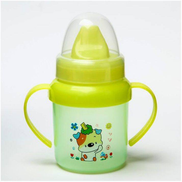 Поильник детский с ручками, твердый носик, крышечка, 130 мл., с ручками, цвет МИКС артикул анонс 2793161