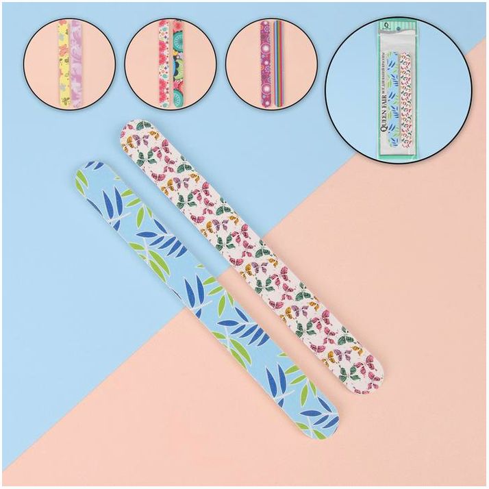 Пилки-наждаки, абразивность 200/240, 18 см, 2 шт, рисунок МИКС артикул анонс 604244