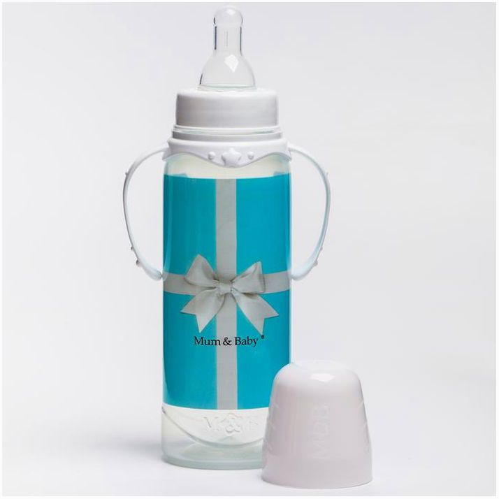 Картинка Бутылочка для кормления «Тиффани», классическое горло, 250 мл., от 0 мес., цилиндр, с ручками (№5399850) от магазина Мир детей Товары для Новорожденных
