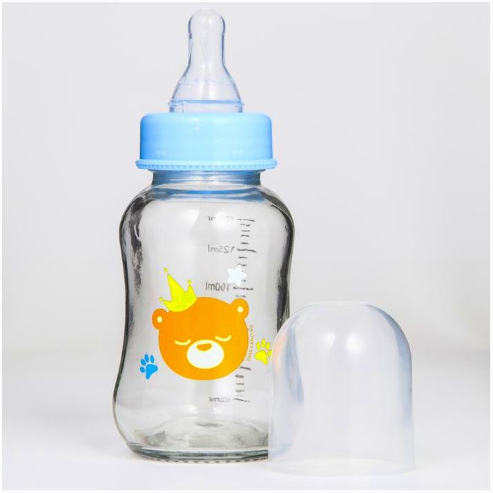 Картинка Бутылочка для кормления стекло «Мишка Принц», классическое горло, средний поток, 150 мл., от 3 мес. (№5478803) от магазина Мир детей Товары для Новорожденных