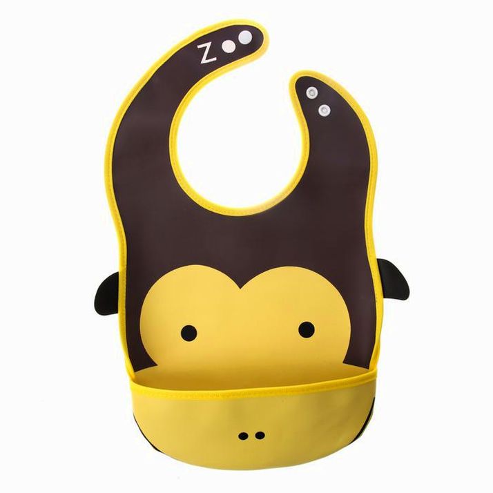 № 1890558 Нагрудник для кормления «Обезьянка» непромокаемый на кнопке, с карманом