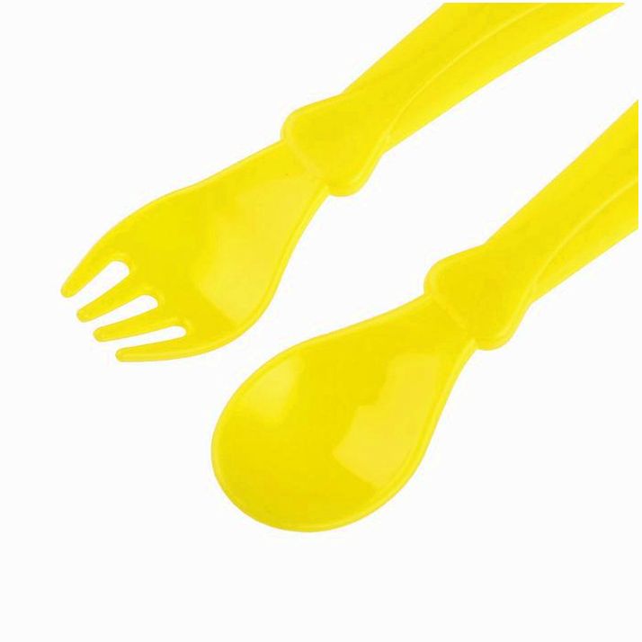 Картинка Столовые приборы «Транспорт», 2 предмета: ложка и вилка, от 5 мес., цвет жёлтый (№2618980) от магазина Мир детей Товары для Новорожденных