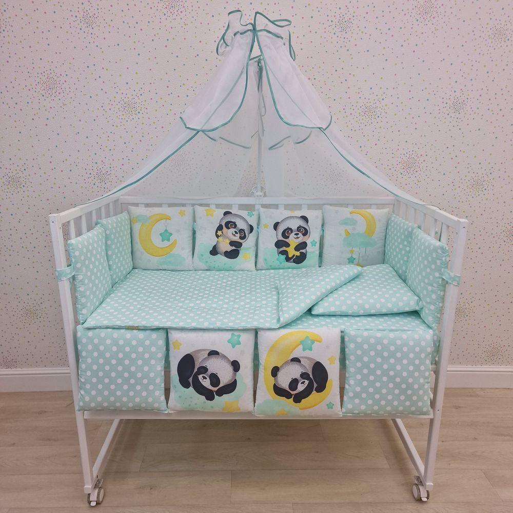 Картинка КПБ 18 пр "купон" (балдахин + борт 6п+6 + одеяло + подушка + постельное белье (бязь/перкаль) 12кв (№К207) цвета в ассортименте от магазина Мир детей Товары для Новорожденных