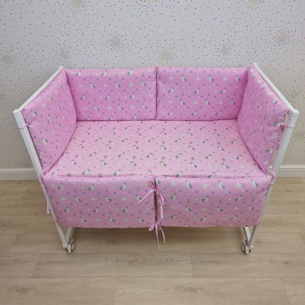 Бортик из 6 (0кв+6пр) подушек по всему периметру кроватки (бязь + синтепон) артикул анонс 973_02