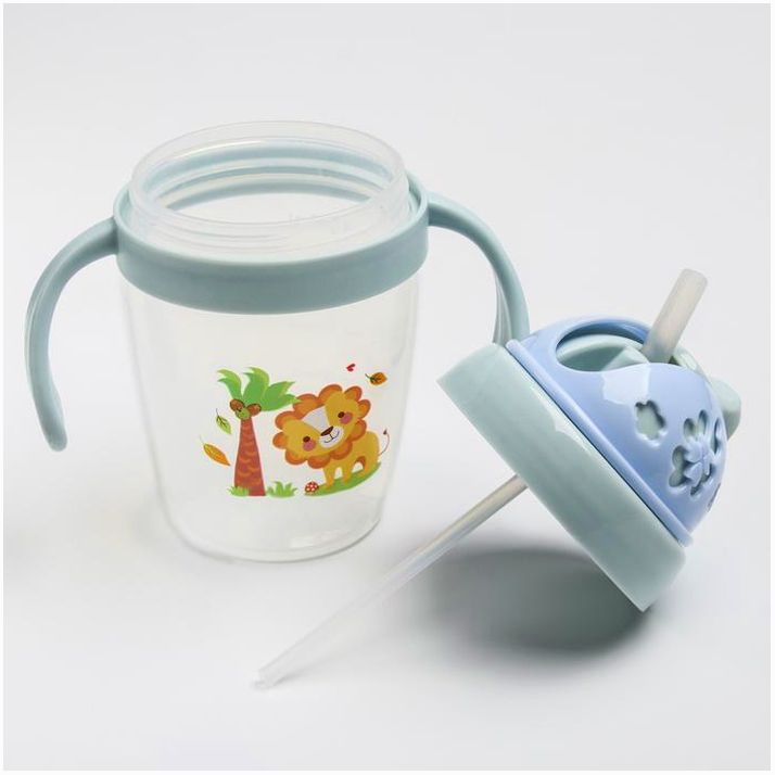 Картинка Поильник с силиконовой трубочкой 200 мл., с ручками, цвет МИКС (№4724441) от магазина Мир детей Товары для Новорожденных