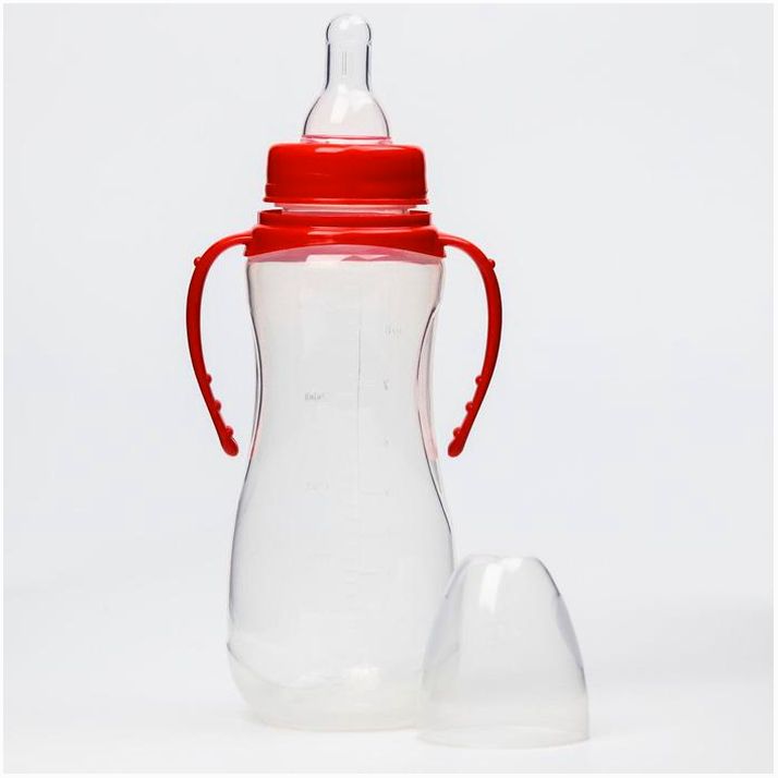 Картинка Бутылочка для кормления, классическое горло, 250 мл., от 0 мес., приталенная, с ручками, цвет МИКС (№7012037) от магазина Мир детей Товары для Новорожденных