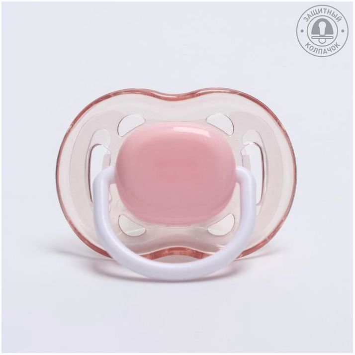 Соска - пустышка ортодонтическая, силикон, +6 мес., с колпачком, цвет розовый артикул анонс 4780673