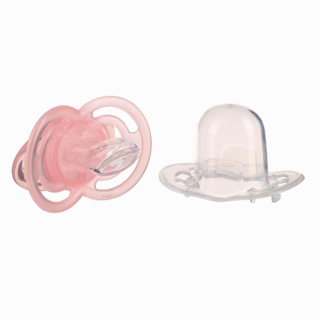 № 10095573 Соска- пустышка ортодотническая, с колпачком, +12 мес., розовый
