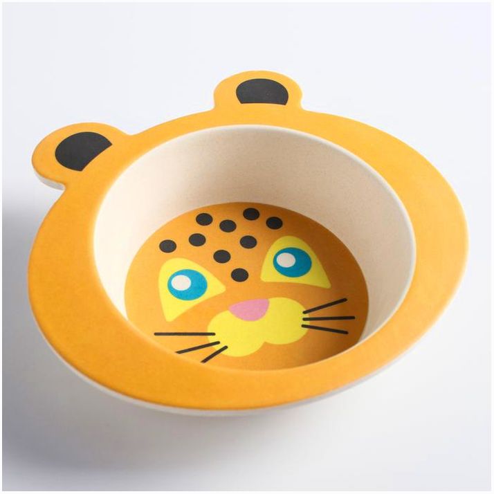 № 4591217 Миска - тарелочка из бамбука, «Мордочки», цвет и рисунок МИКС, 250 мл, 17х16.5х3,5